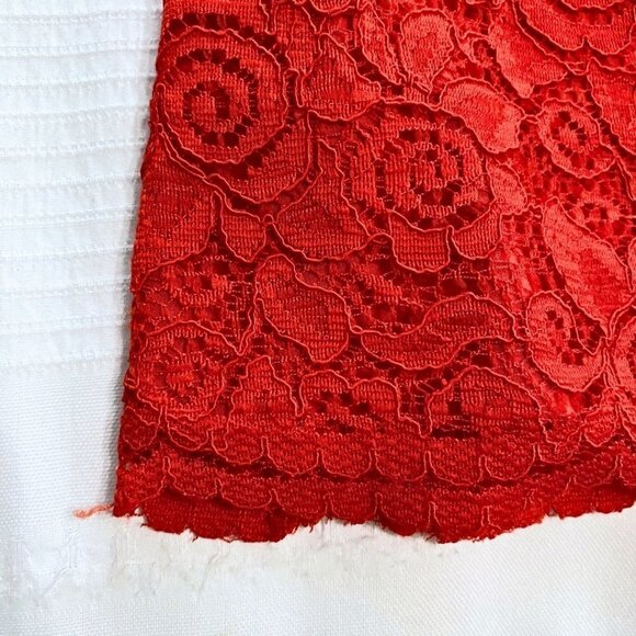 NWT CECE BY CYNTHIA STEFFE RED LACE SHORT SLEEVE SHIFT SCALLOPED DRESS - 8 - Picture 8 of 9